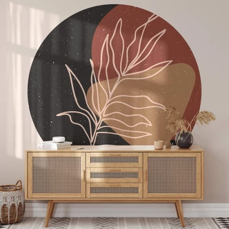 Fototapete NKTN - Blattkonturen - Rund - Selbstklebend/Vlies Fototapete NKTN - Blattkonturen - Rund - Selbstklebend/Vlies