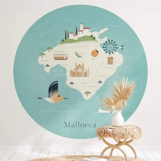 Round wall mural Rivers - Mallorca - non self-adhesive/self-adhesive wallpapers 