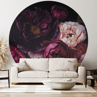 Behangcirkel Boeket bloemen met pioenen - UN Designs - vliesbehang/zelfklevend vliesbehang 
