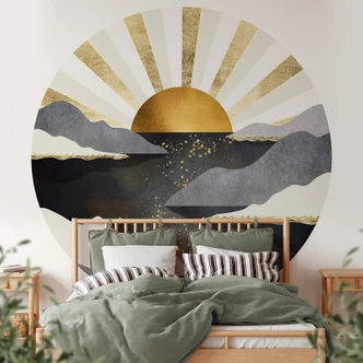 Fototapete SpaceFrog Designs - Goldene Dämmerung - Rund - Selbstklebend/Vlies Fototapete SpaceFrog Designs - Goldene Dämmerung - Rund - Selbstklebend/Vlies