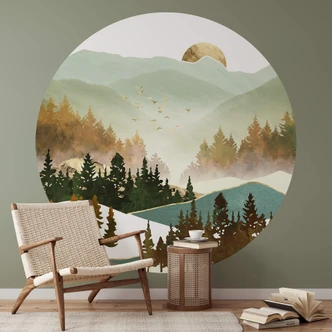 Fototapet SpaceFrog Designs - Höstmorgon - Rund - non-woven tapet/självhäftande non-woven tapet 