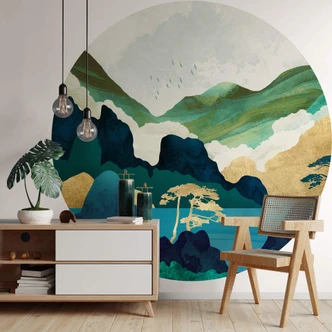 Fototapete SpaceFrog Designs - In den Bergen - Rund - Selbstklebend/Vlies Fototapete SpaceFrog Designs - In den Bergen - Rund - Selbstklebend/Vlies