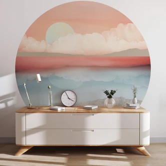 Fototapete SpaceFrog Designs - Minzfarbener Mond - Rund - Selbstklebend/Vlies Fototapete SpaceFrog Designs - Minzfarbener Mond - Rund - Selbstklebend/Vlies