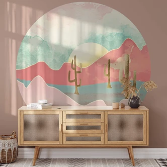 Fototapete SpaceFrog Designs - Wüstenberge - Rund - Selbstklebend/Vlies 