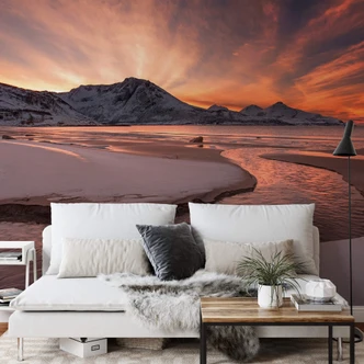 Fototapete Zakravsky - Goldener Sonnenuntergang - 384x260 cm 