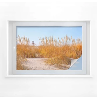 Pellicola adesiva per vetri - faro su campo sabbioso 