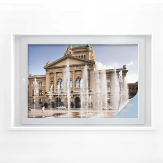 Sichtschutzfolie Wasserspiel vor Schweizer Parlamentsgebäude 