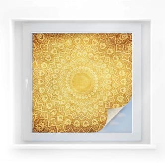 Pellicola adesiva per vetri - ornamento in stile occidentale (quadrato) 