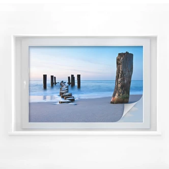 Pellicola adesiva per vetri - riva del mare di sera 