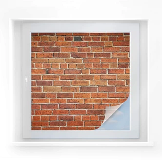 Pellicola adesiva per vetri - muro di mattoni (quadrato) 