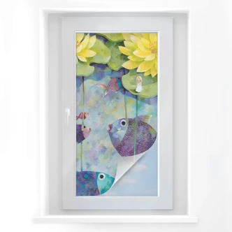 Sichtschutzfolie Blanz - Gelbe Seerosen - Panorama 