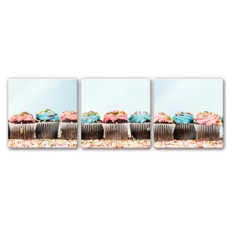 Tableau en verre - Party Cupcakes 01 (3 parties) 