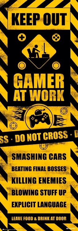 Poster cinematografico Gamer at Work, poster (53 x 158 cm) 
