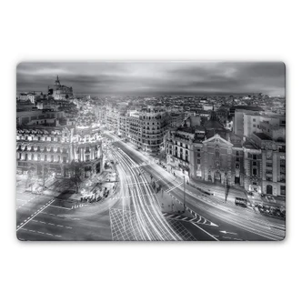 Glasbild Javier - Madrid bei Nacht 