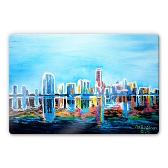Tableau en verre - Bleichner - Miami dans les lumières fluorescentes Tableau en verre - Bleichner - Miami dans les lumières fluorescentes