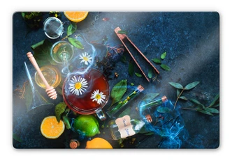 Glass Print Belenko - Chamomile and Tea Glass Print Belenko - Chamomile and Tea