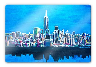 Tableau en verre - Bleichner - Skyline au Néon de New York Tableau en verre - Bleichner - Skyline au Néon de New York