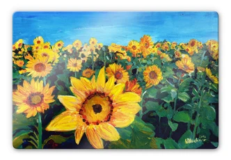 Glasbild Bleichner - Sunflower Fields 