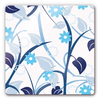 Tableau en verre - Fleurs Bleues 