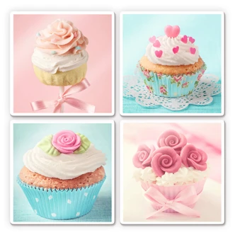 Tableau en verre - Set Cupcakes  (4 parties) 