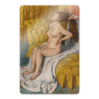 Glasbild Degas - Eine Frau bekommt ihr Haar gebunden 