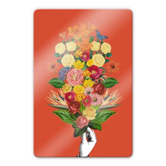 Glasbild Frida Floral Studio - Botanical Red 