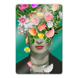 Glasbild Frida Floral Studio - Portrait Frida 