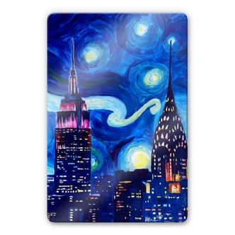 Glasbild Bleichner - New York bei Nacht 