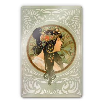 Tableau en verre - Mucha - La brune 