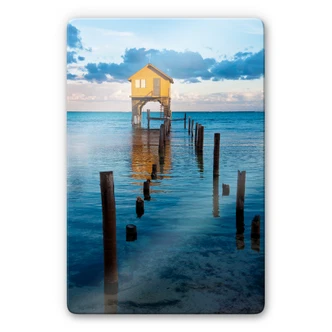 House on the lake Glass art 