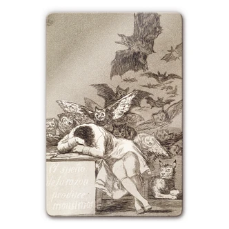 Tableau en verre de Goya : le sommeil de la raison engendre des monstres 