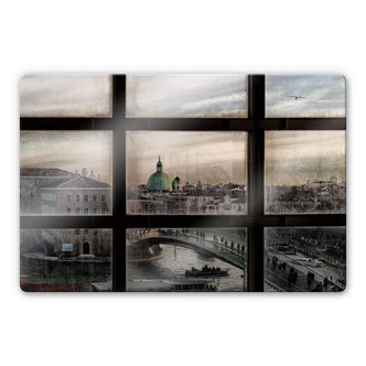 Glasbild Marini - Fenster in Venedig 
