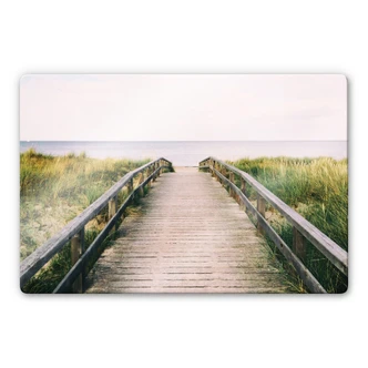 Glasschilderij Naar het Strand 