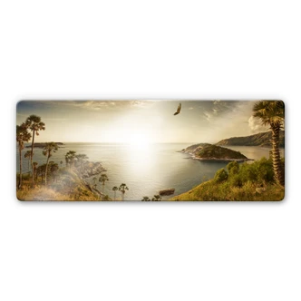 Tableau en verre - Coucher de soleil au paradis - Panorama 
