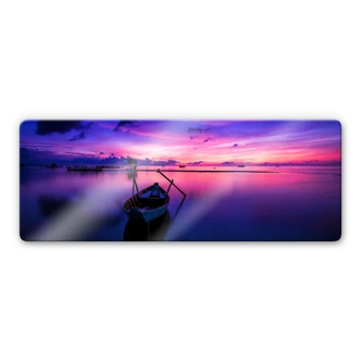 Glasbild Pink Sunrise - Panorama 
