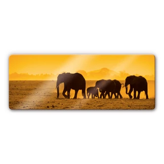 Elephant Silhouette Glass art - panorama Elephant Silhouette Glass art - panorama