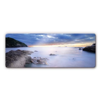 Glasschilderijen Mistig Meer Panorama 