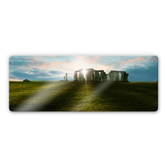 Glasbild Stonehenge im Sonnenuntergang - Panorama 