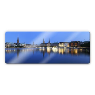 Glasbild Hamburger Jungfernstieg - Panorama 