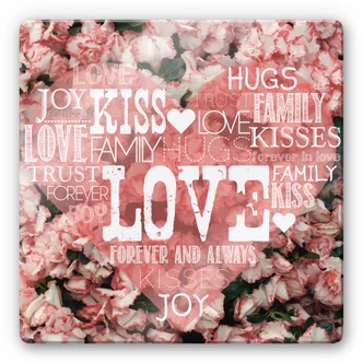 Tableau en verre - Coeur dans un océan de fleurs - carré 