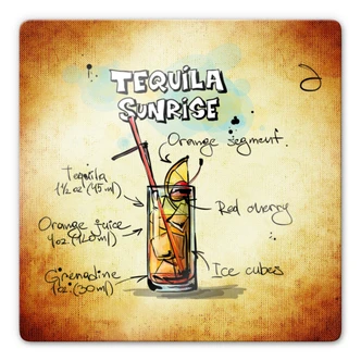Tequila Sunrise - Recipe Glass art 
