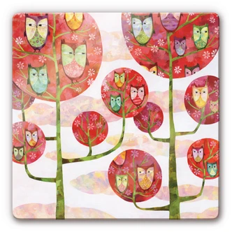 Glasbild Blanz - Eulen im Wald 