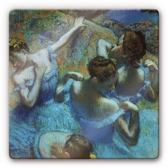 Glasbild Degas - Drei Tänzerinnen mit grünen Korsagen 