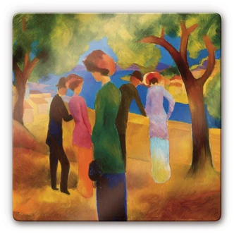 Tableau en verre - Macke La dame en veste verte 