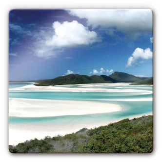 Glasschilderijen Whitehaven Beach - vierkant 