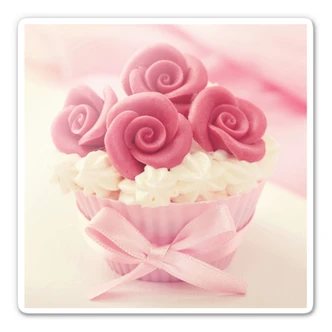 Roses on Cupcake Glass art - square 