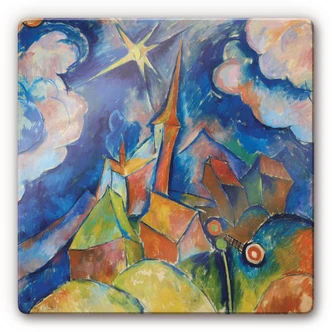 Tableau en verre - Ophey - Eglise avec soleil 