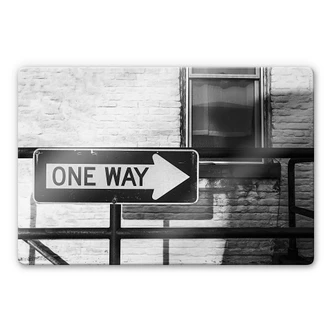 Glasbild Street Sign One way 
