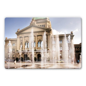 Glasbild Wasserspiel vor Schweizer Parlamentsgebä 