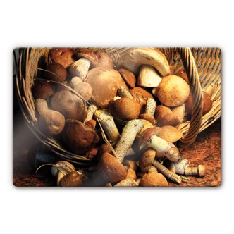Tableau en verre - Panier de champignons 